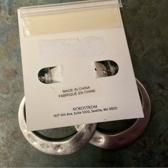 Nordstrom Silver Textured Crescent Hoop Earrings - Picture 2 of 2